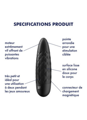 Vibromasseur noir USB Ultra Power Bullet 5 Satisfyer - CC597738
